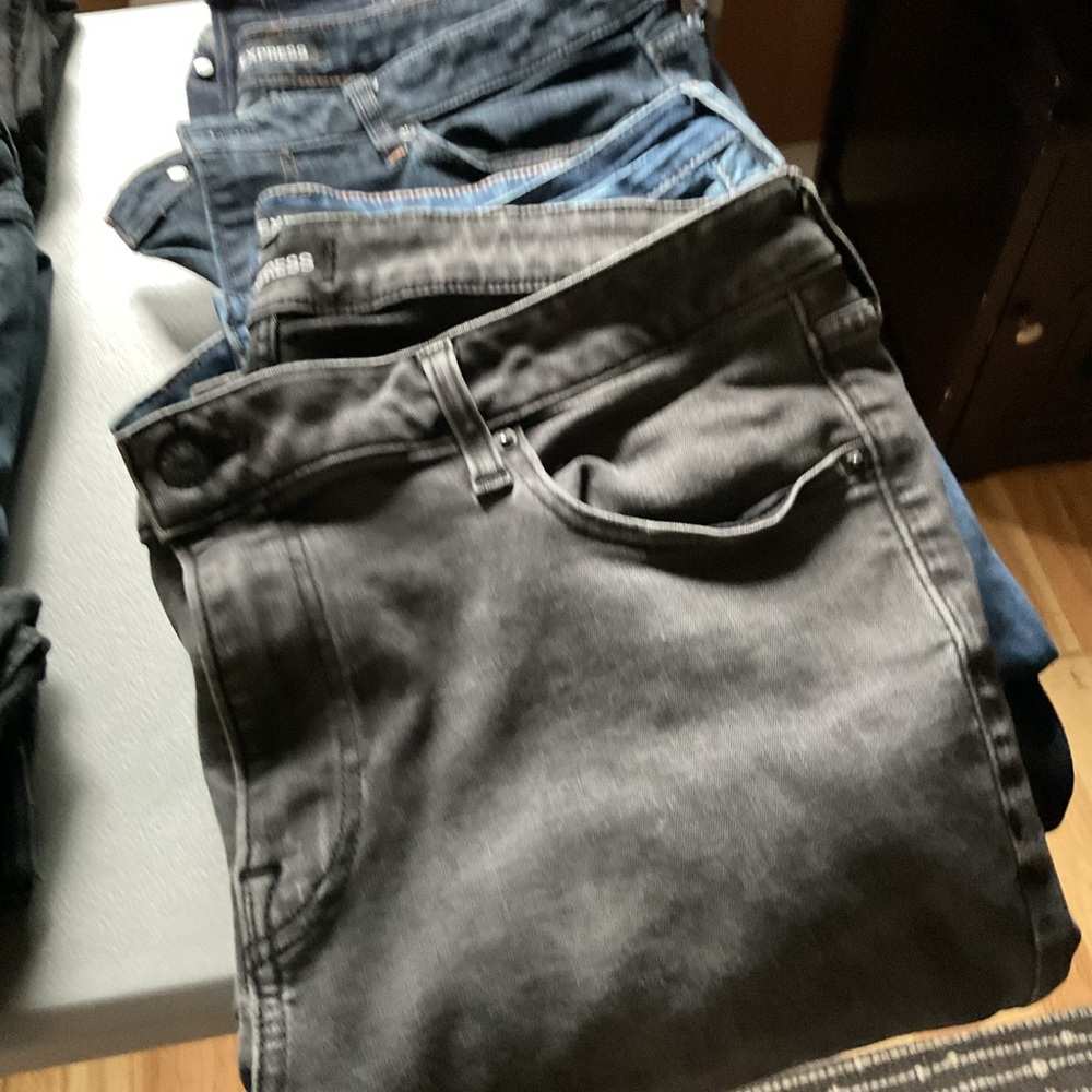 Express Men's Slim Jeans - Black and Blue